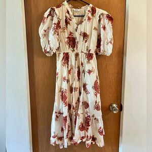 FATE syd midi dress in ivory multi